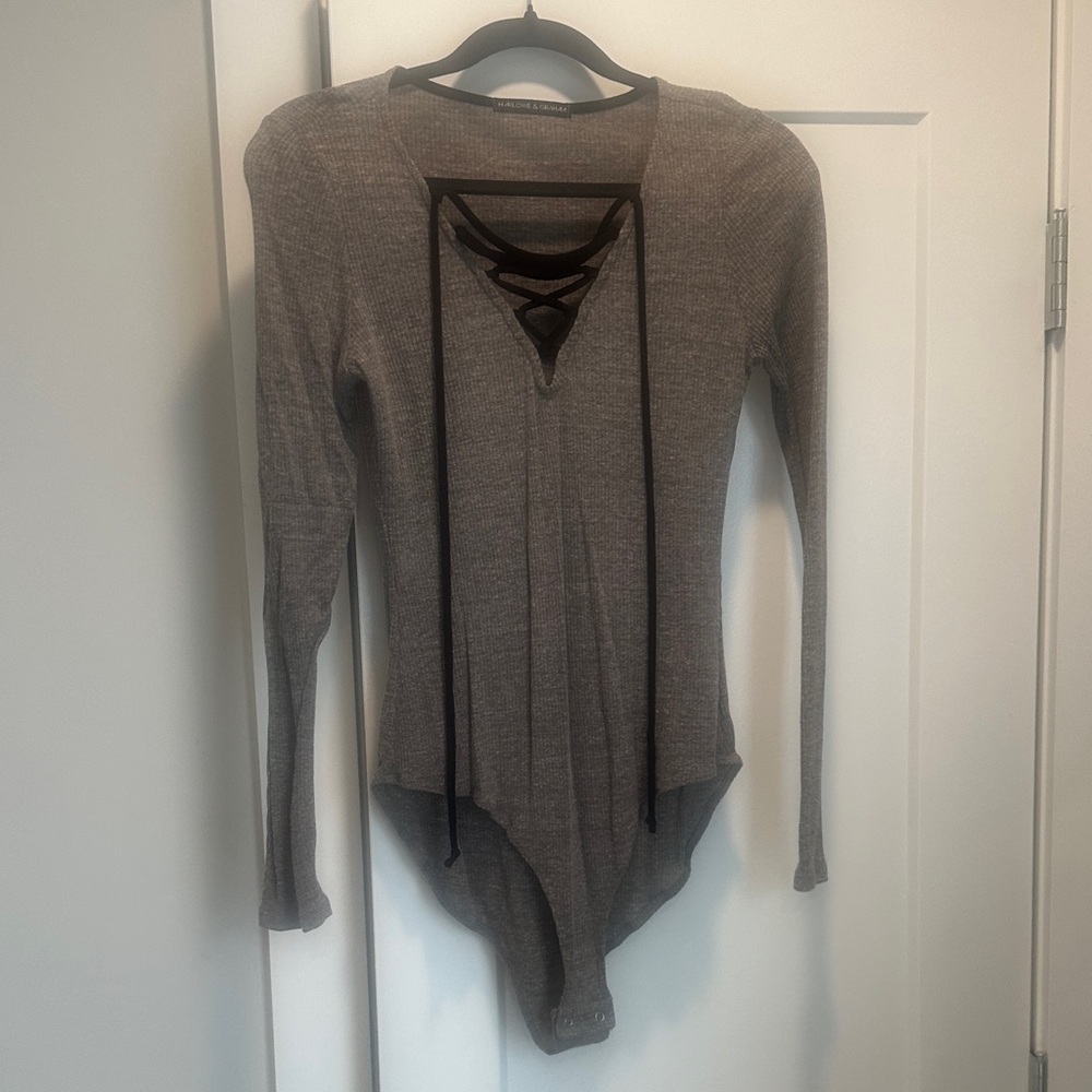 Gray Long Sleeve Bodysuit